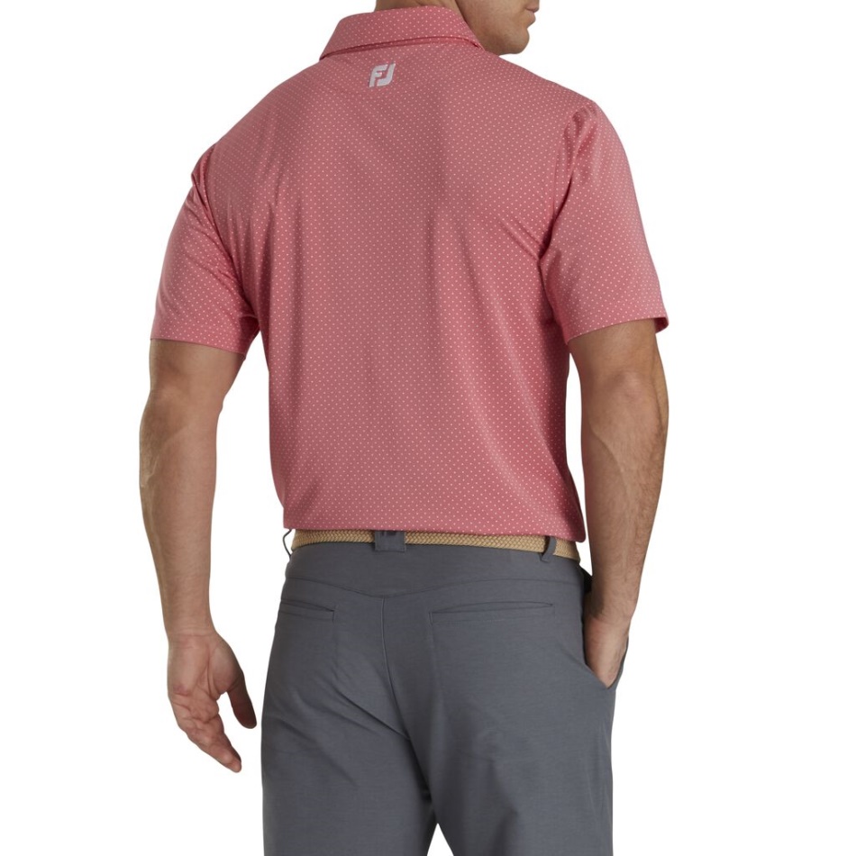 Capa Footjoy Pt Vermelho-branco Stretch Lisle Estampa De Dot Colarinho Próprio