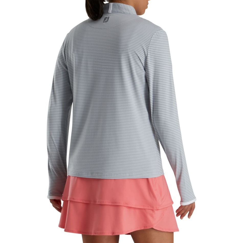 Cinza Footjoy Pt Meio Zíper Listra Tonal Camada Intermediária Feminina