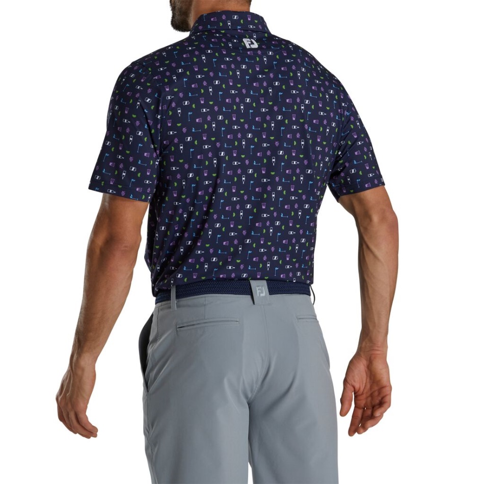 Colarinho Autocolante Lisle Estampado Transfusion Navy Footjoy Pt