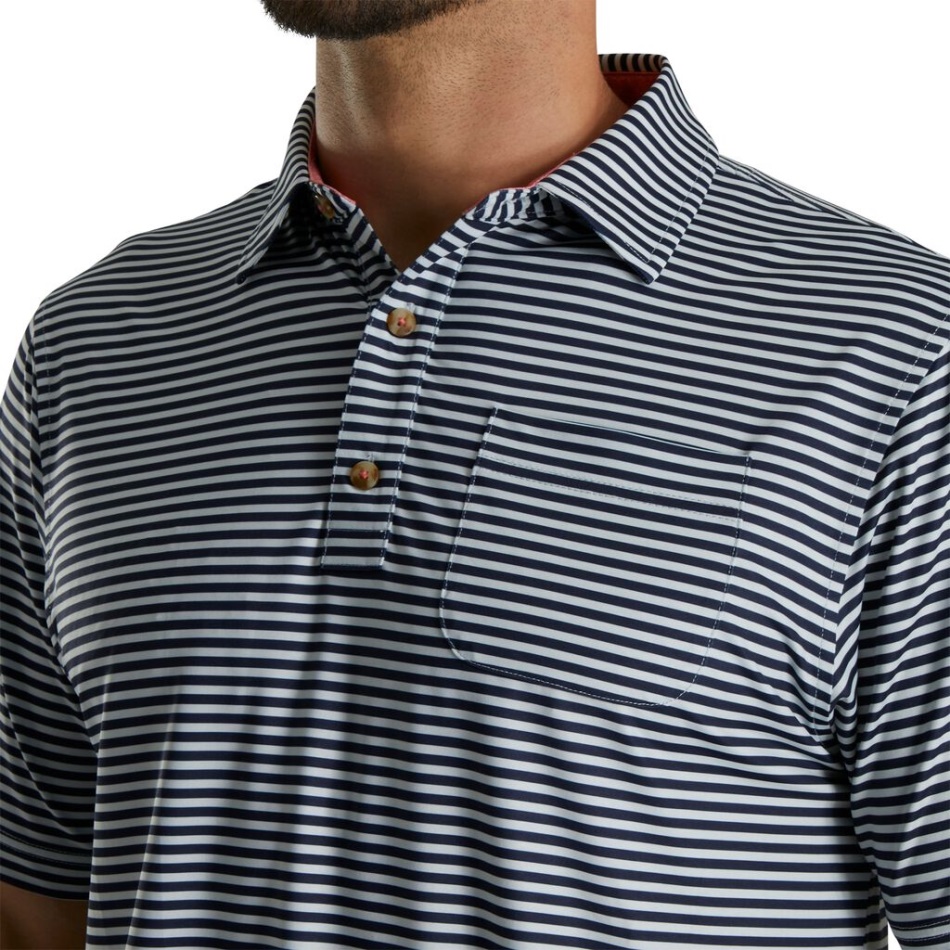 Colarinho Footjoy Pt Listra Full Maçante Autocolante Creme Marinho