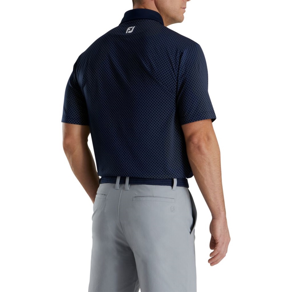 Colarinho Próprio Footjoy Pt Marinho Com Estampa De Diamantes Lisle