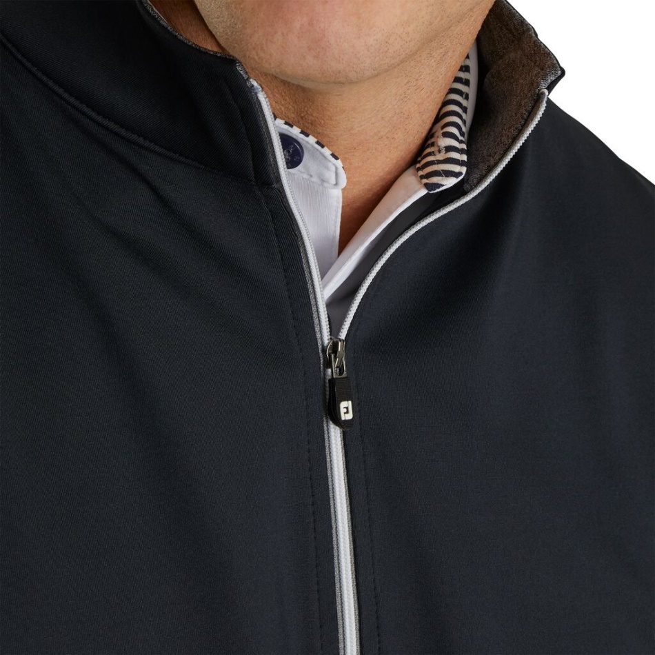 Colete De Jérsei Preto Com Meio Zíper Footjoy Pt