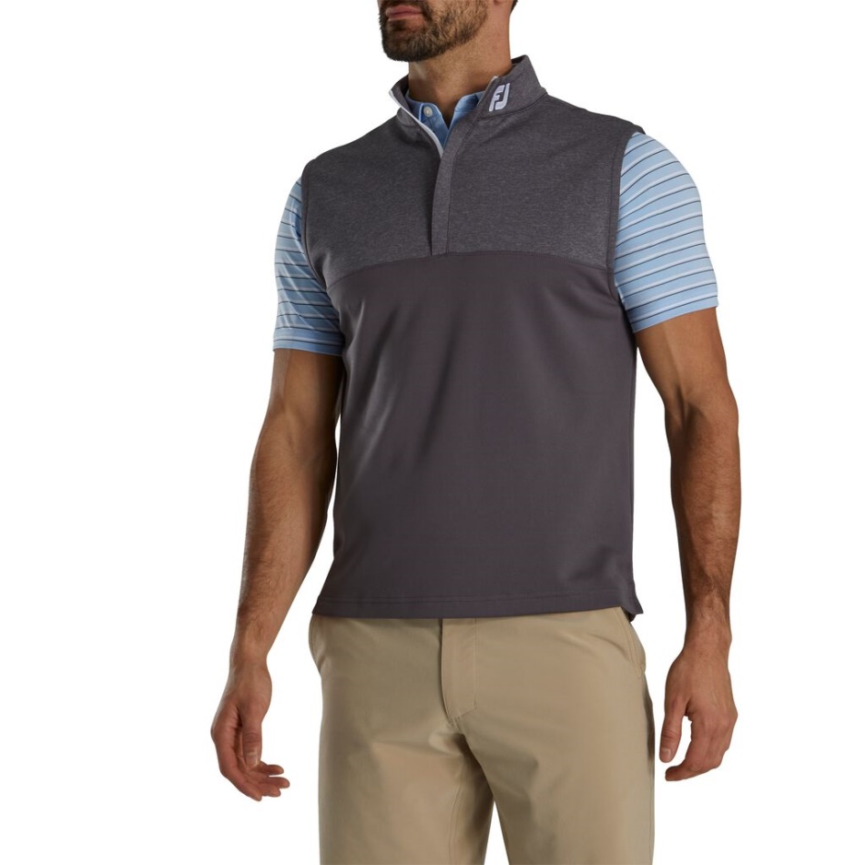 Colete De Meio Zíper Com Pala De Urze Carvão - Gola Fj Tour Footjoy Pt