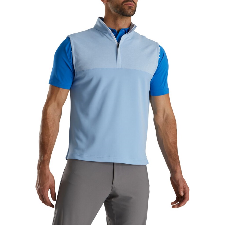 Colete Footjoy Pt Heather Yoke Meio Zíper Azul Crepúsculo