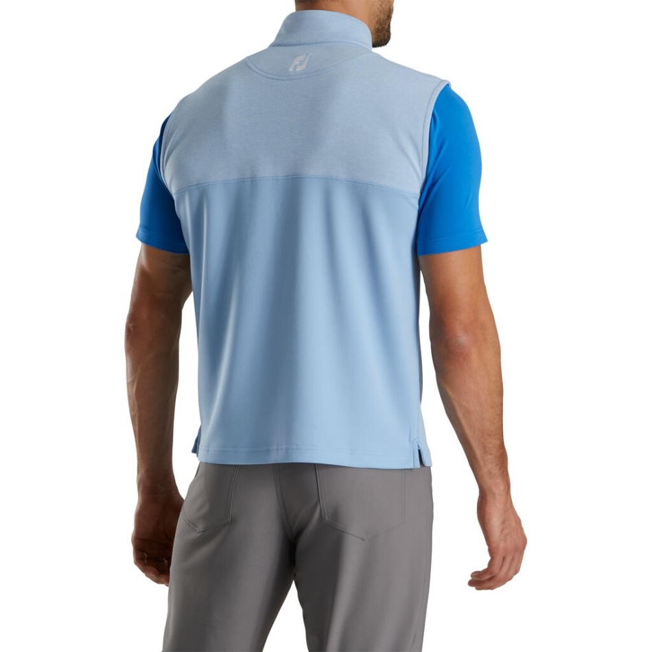 Colete Footjoy Pt Heather Yoke Meio Zíper Azul Crepúsculo