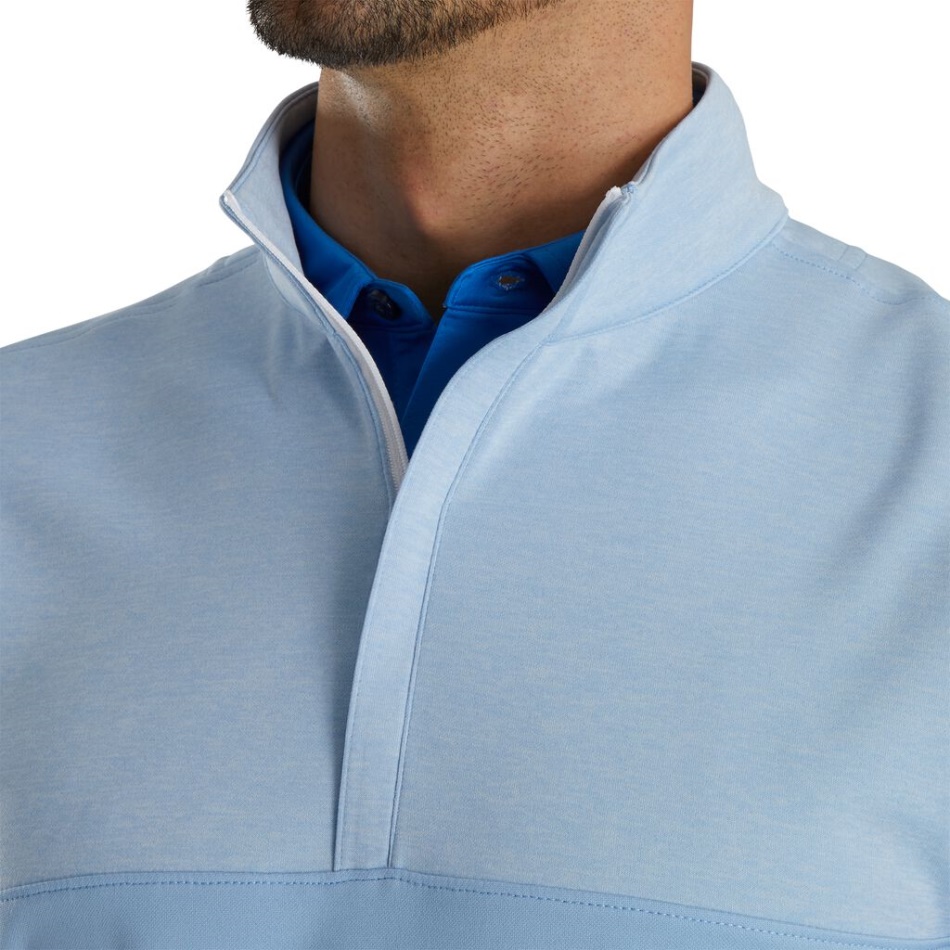 Colete Footjoy Pt Heather Yoke Meio Zíper Azul Crepúsculo