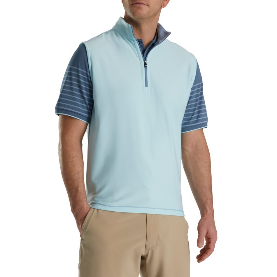 Colete Footjoy Pt Quarto De Zíper Escovado Nas Costas Azul