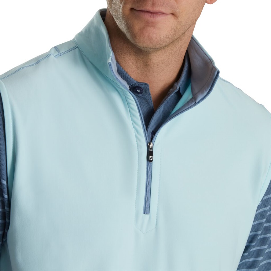 Colete Footjoy Pt Quarto De Zíper Escovado Nas Costas Azul