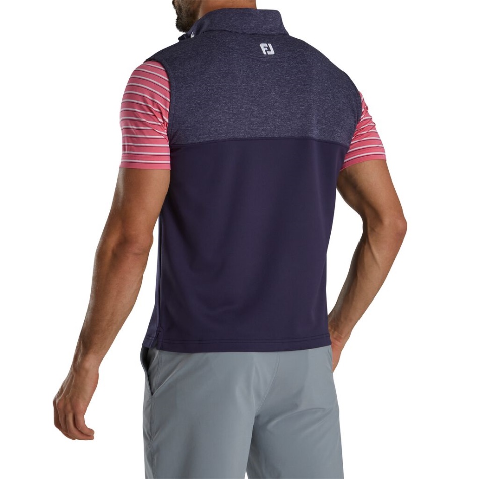 Colete Heather Yoke Meio Zíper - Gola Fj Tour Footjoy Pt Navy
