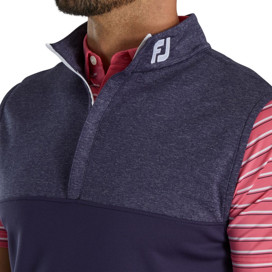 Colete Heather Yoke Meio Zíper - Gola Fj Tour Footjoy Pt Navy