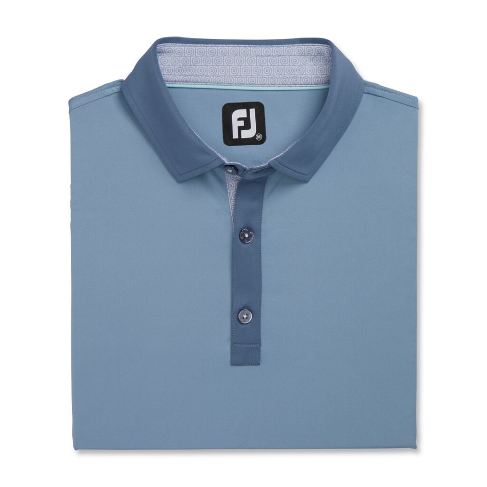 Denim Footjoy Pt Guarnição De Impressão Em Espiral Sólida Lisle Colarinho