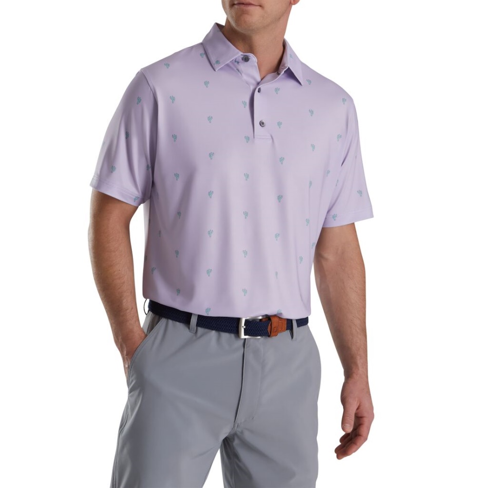 Duty Purple Footjoy Pt Com Estampa De Cacto Gola Auto Lisle
