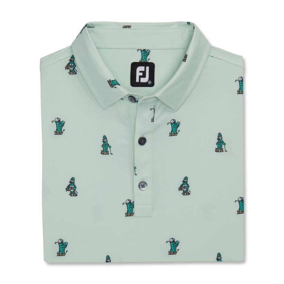 Estampa De Cacto Menta Lisle Colarinho Próprio Footjoy Pt
