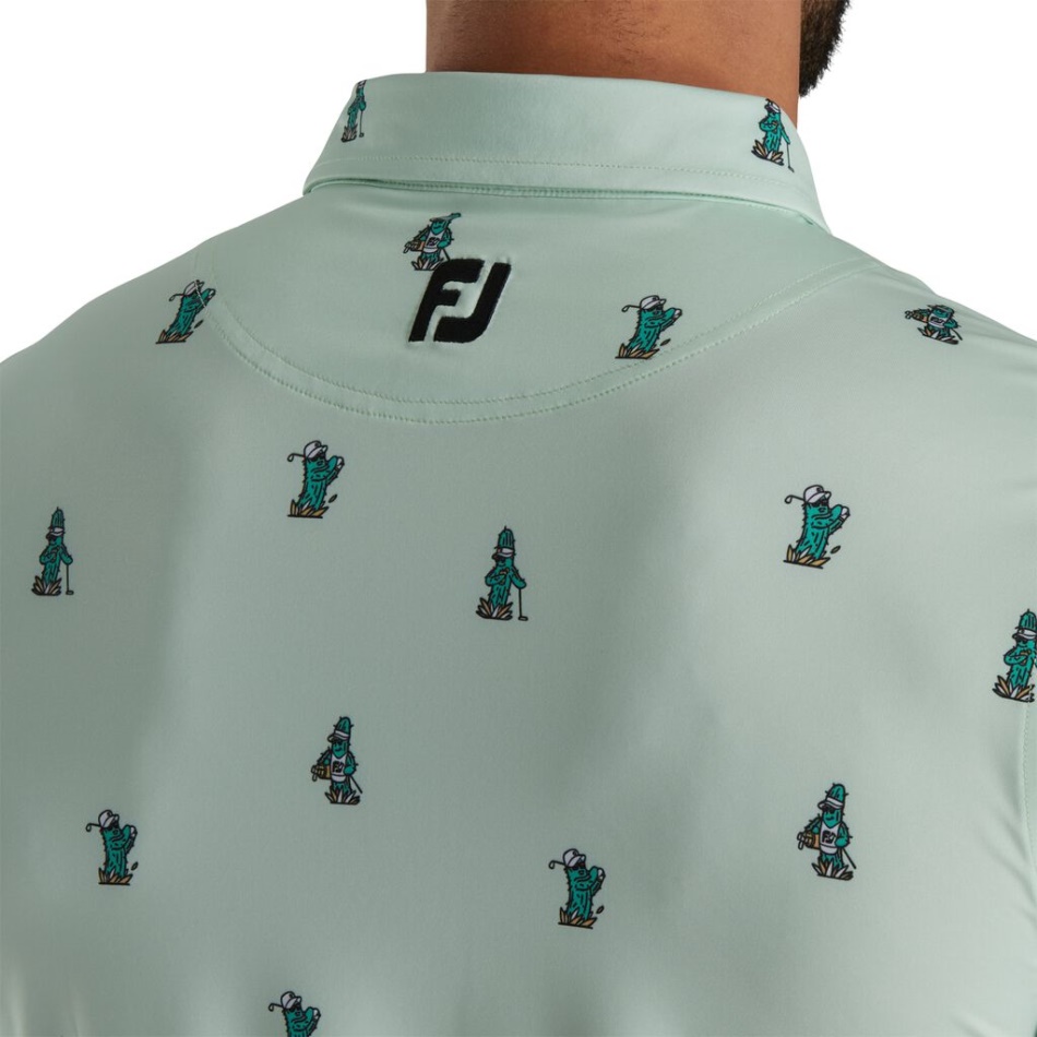 Estampa De Cacto Menta Lisle Colarinho Próprio Footjoy Pt
