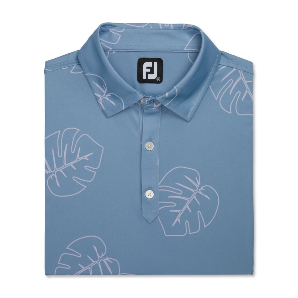 Estampa De Folha De Selva Lisle Colarinho Jeans Empoeirado Roxo Footjoy Pt