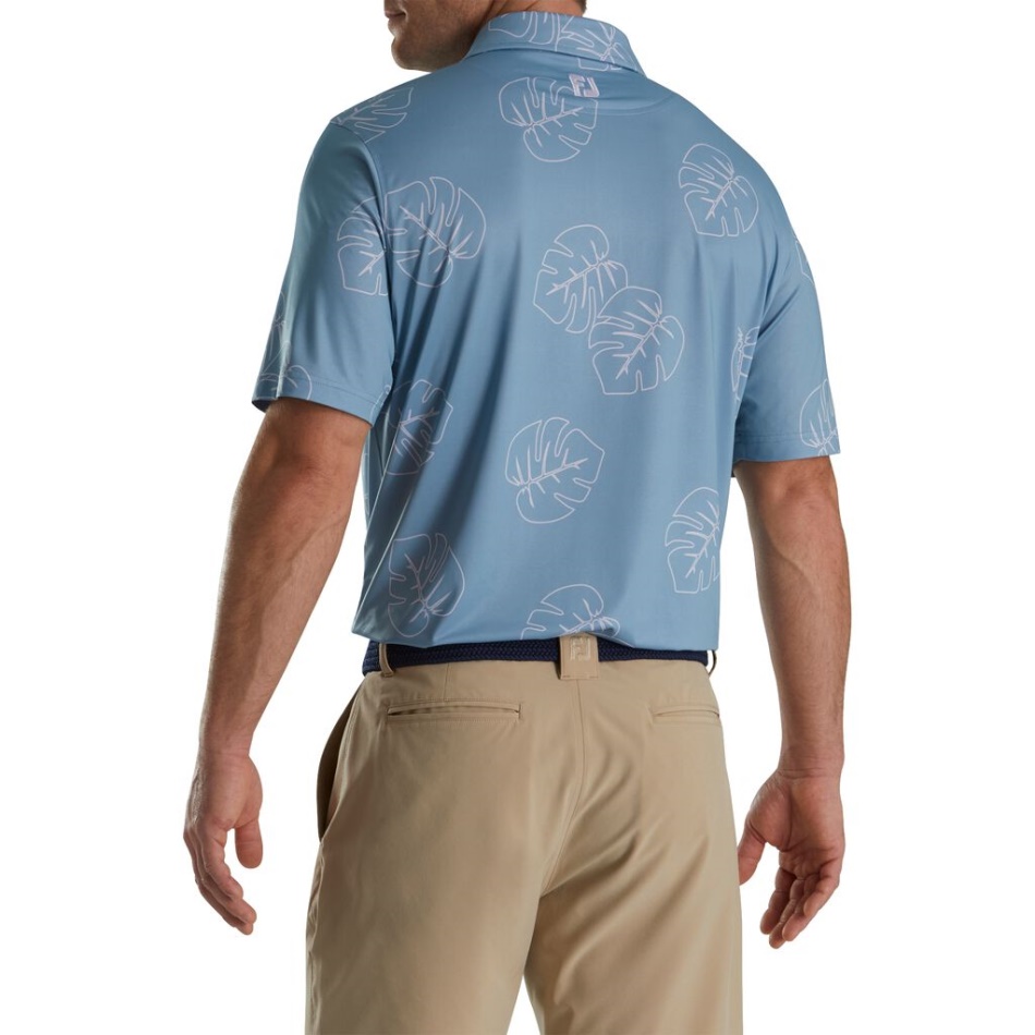 Estampa De Folha De Selva Lisle Colarinho Jeans Empoeirado Roxo Footjoy Pt