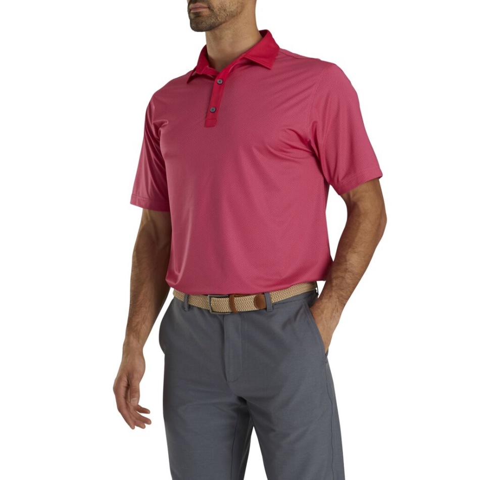 Estampa Lisle Stretch Mini Xadrez Footjoy Pt Ruby-pink