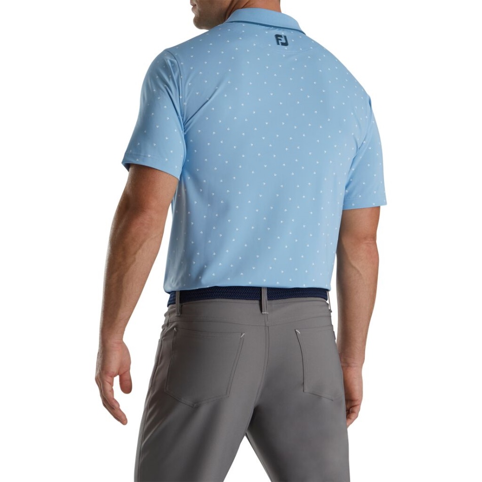 Estampa Push Play Gola Malha Lisle - Estilo Da Estação Anterior Crepúsculo Azul-branco Footjoy Pt