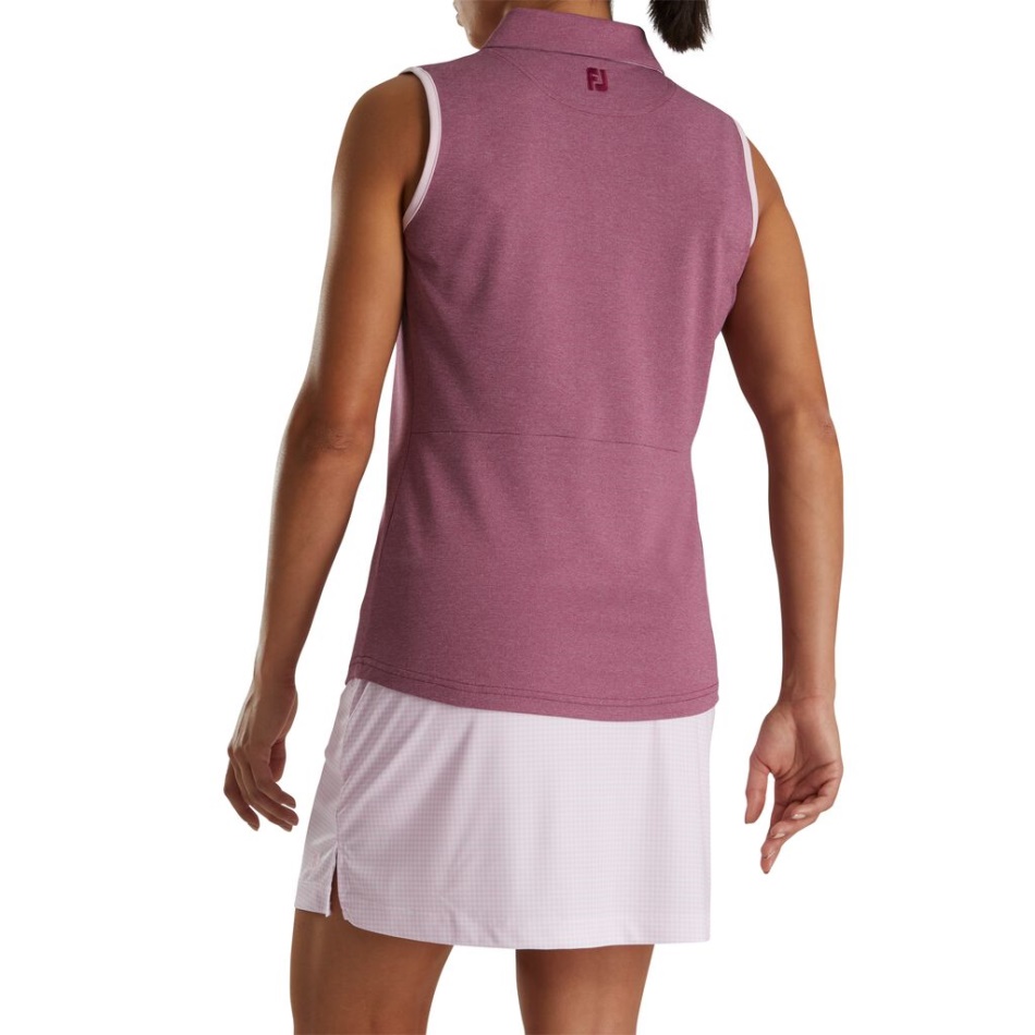 Fig Heather Pique Sem Mangas Com Acabamento Pique-de-poule Feminino Footjoy Pt