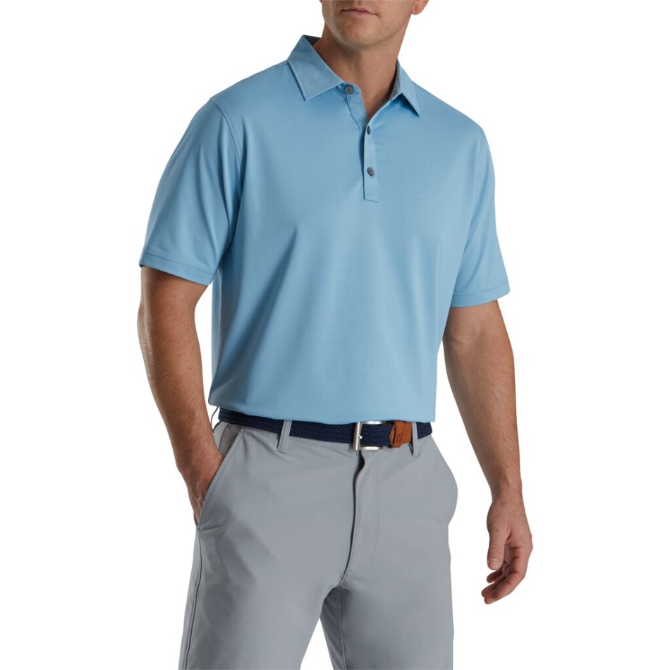 Fio Slub Azul Crepúsculo Sólido Colarinho Próprio Footjoy Pt