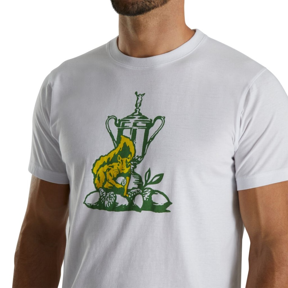 Footjoy Branco Pt 2022 Us Open Squirrel Graphic Tee-estilo Da Temporada Anterior