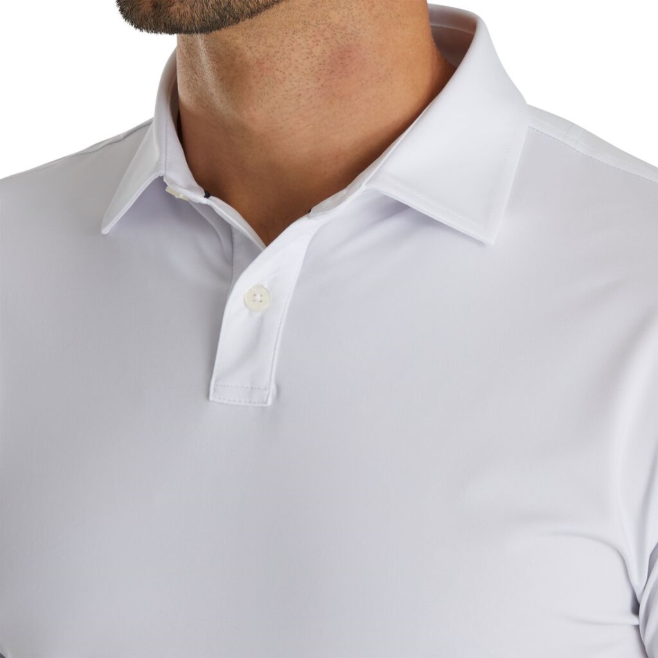 Footjoy Branco Pt Ajuste Atlético Sólido Lisle Colarinho