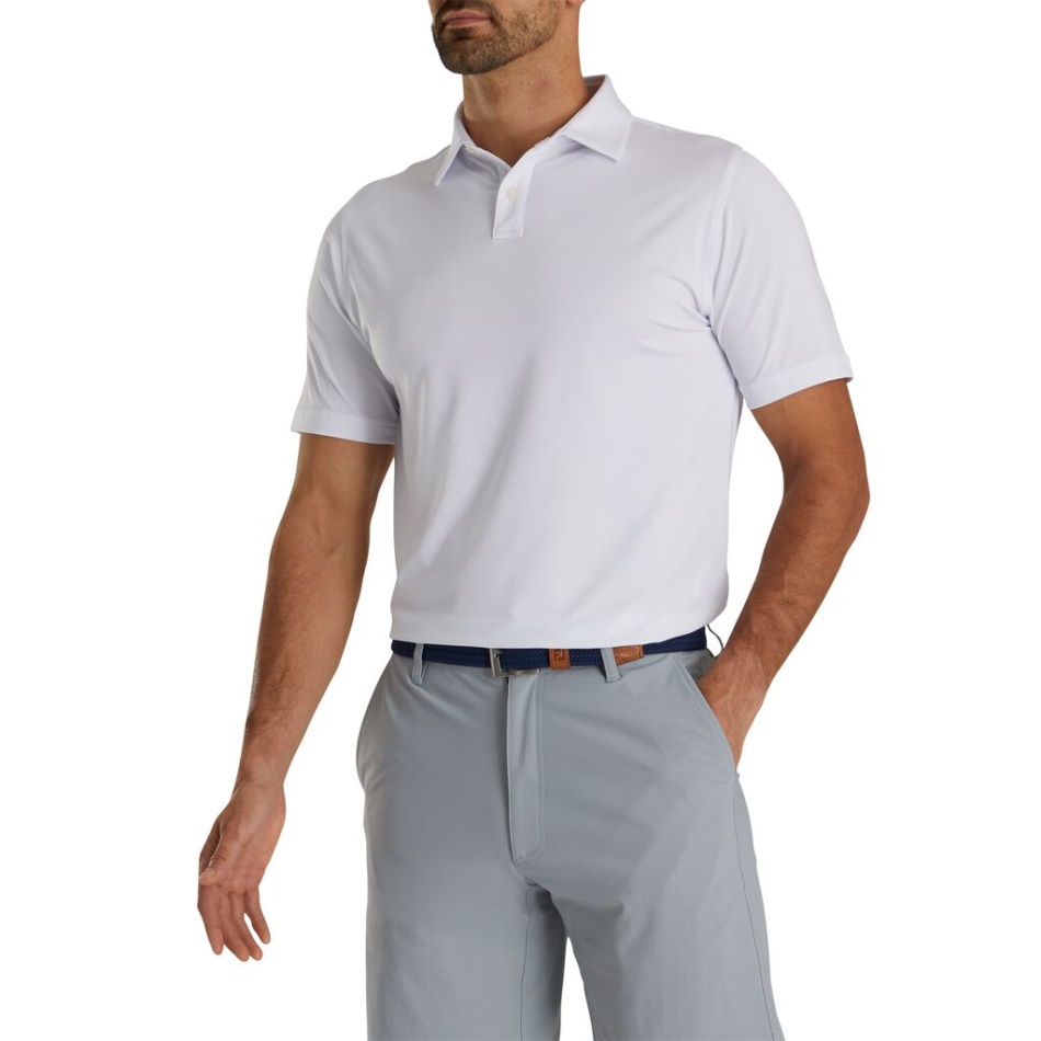 Footjoy Branco Pt Ajuste Atlético Sólido Lisle Colarinho