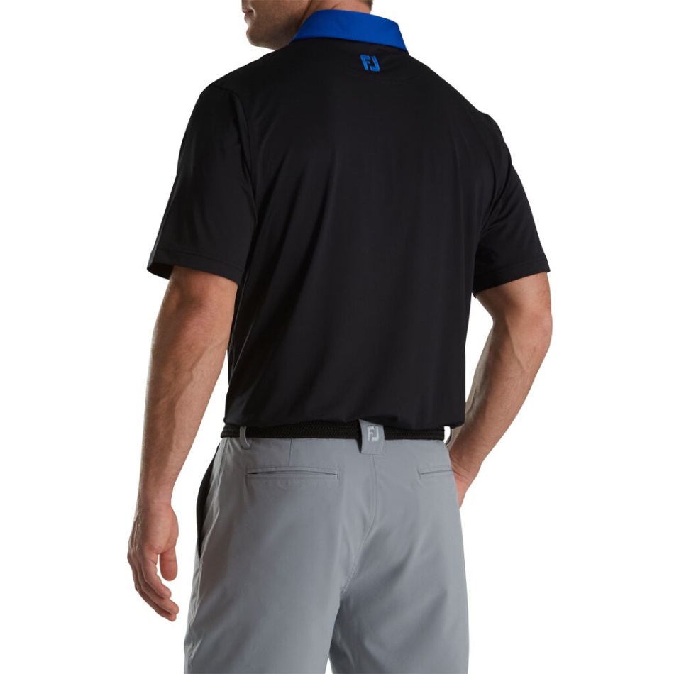 Footjoy Pt Acabamento Em Espiral Liso Preto Lisle Gola Auto