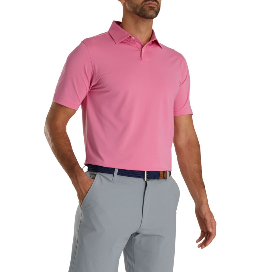 Footjoy Pt Ajuste Atlético Sólido Lisle Gola Auto Flamingo