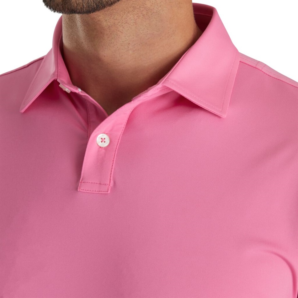 Footjoy Pt Ajuste Atlético Sólido Lisle Gola Auto Flamingo