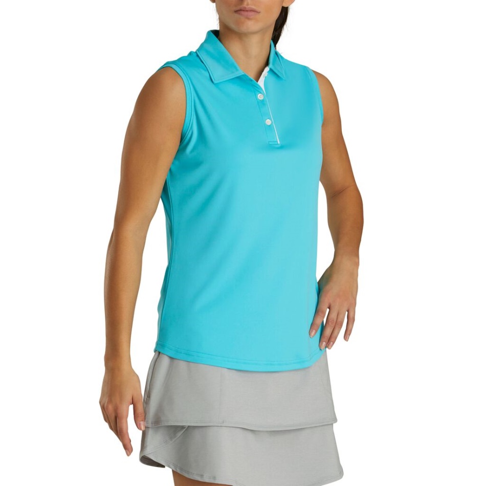 Footjoy Pt Aqua Prodry Interlock Camisa Sem Mangas Gola De Malha Feminina - Estilo Da Temporada Anterior