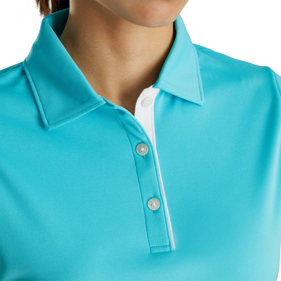 Footjoy Pt Aqua Prodry Interlock Camisa Sem Mangas Gola De Malha Feminina - Estilo Da Temporada Anterior
