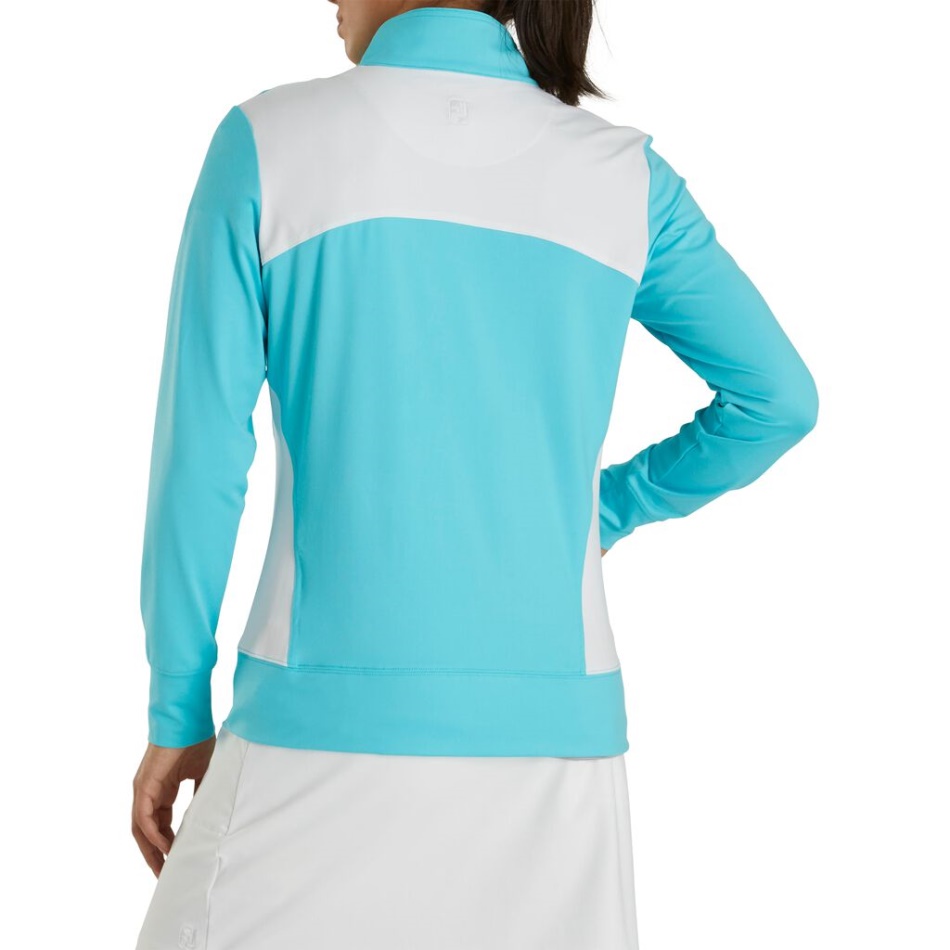 Footjoy Pt Aqua-white Bolso Com Painel De Zíper Completo Camada Intermediária Feminino Estilo Da Estação Anterior