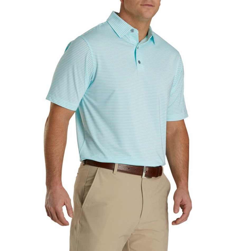 Footjoy Pt Aqua-white Lisle Feeder Colar Autocolante