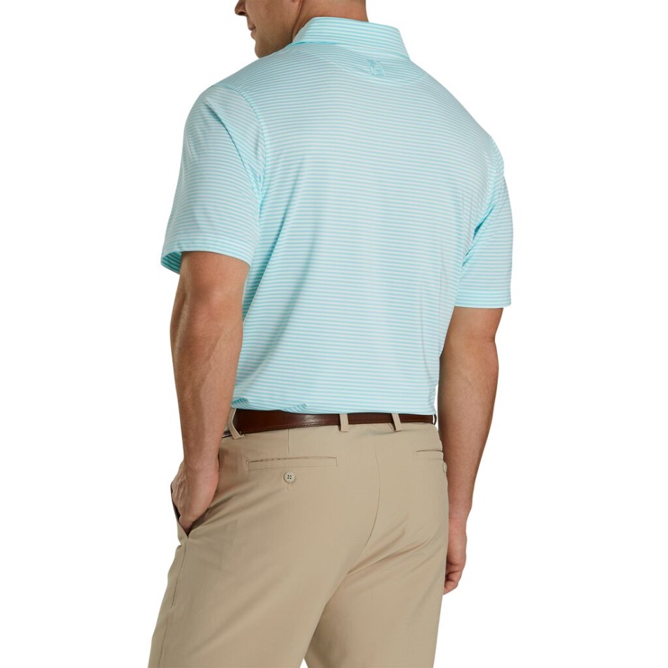 Footjoy Pt Aqua-white Lisle Feeder Colar Autocolante