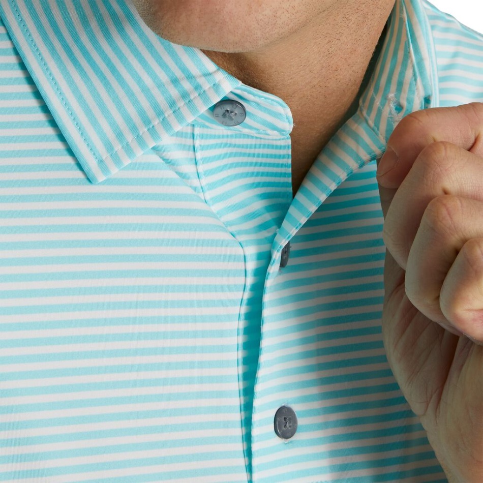 Footjoy Pt Aqua-white Lisle Feeder Colar Autocolante