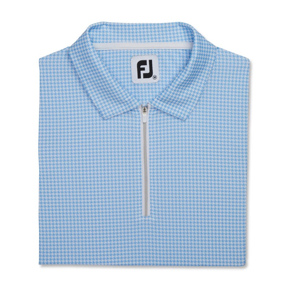 Footjoy Pt Azul Camisa De Proteção Solar Com Estampa Houndstooth Feminina