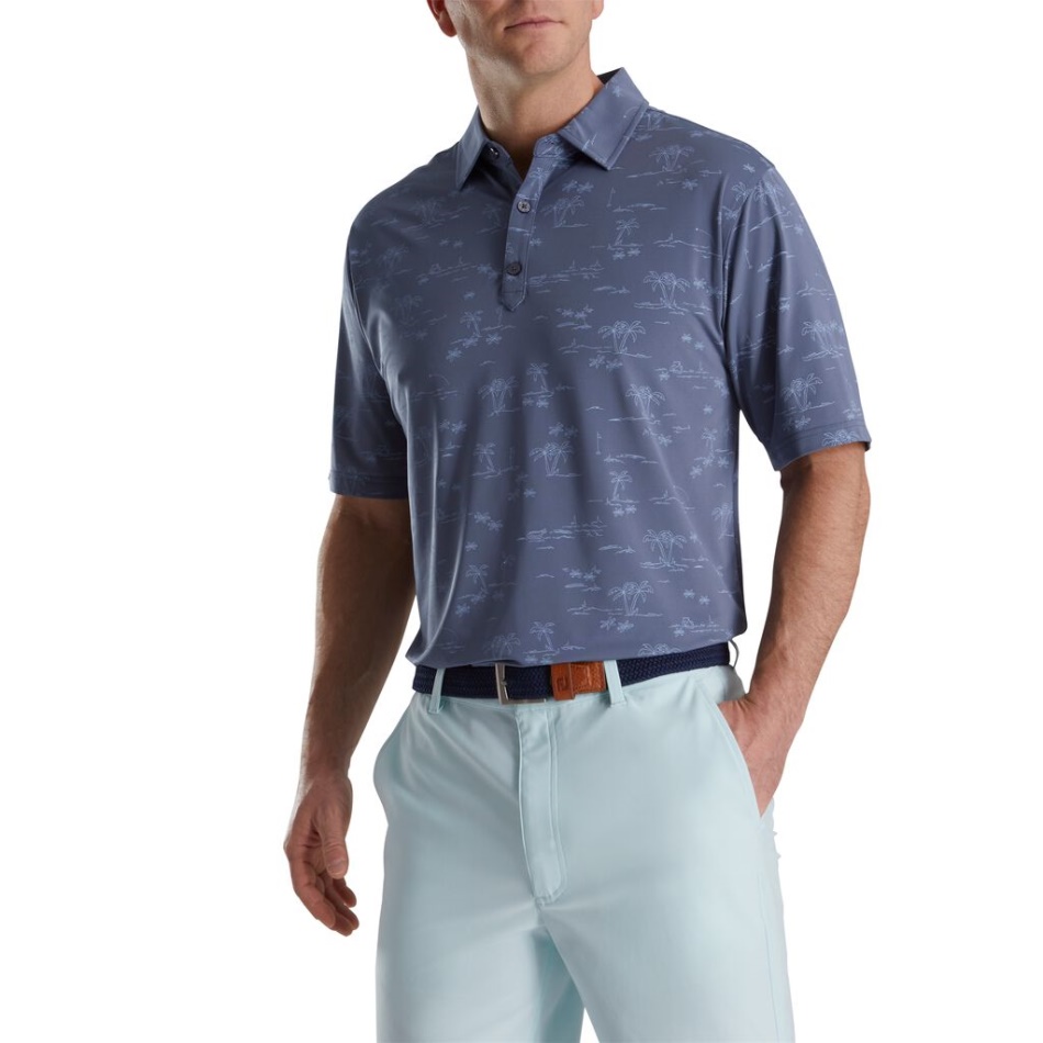 Footjoy Pt Bluestone-denim Tropic Golf Print Lisle Gola Auto