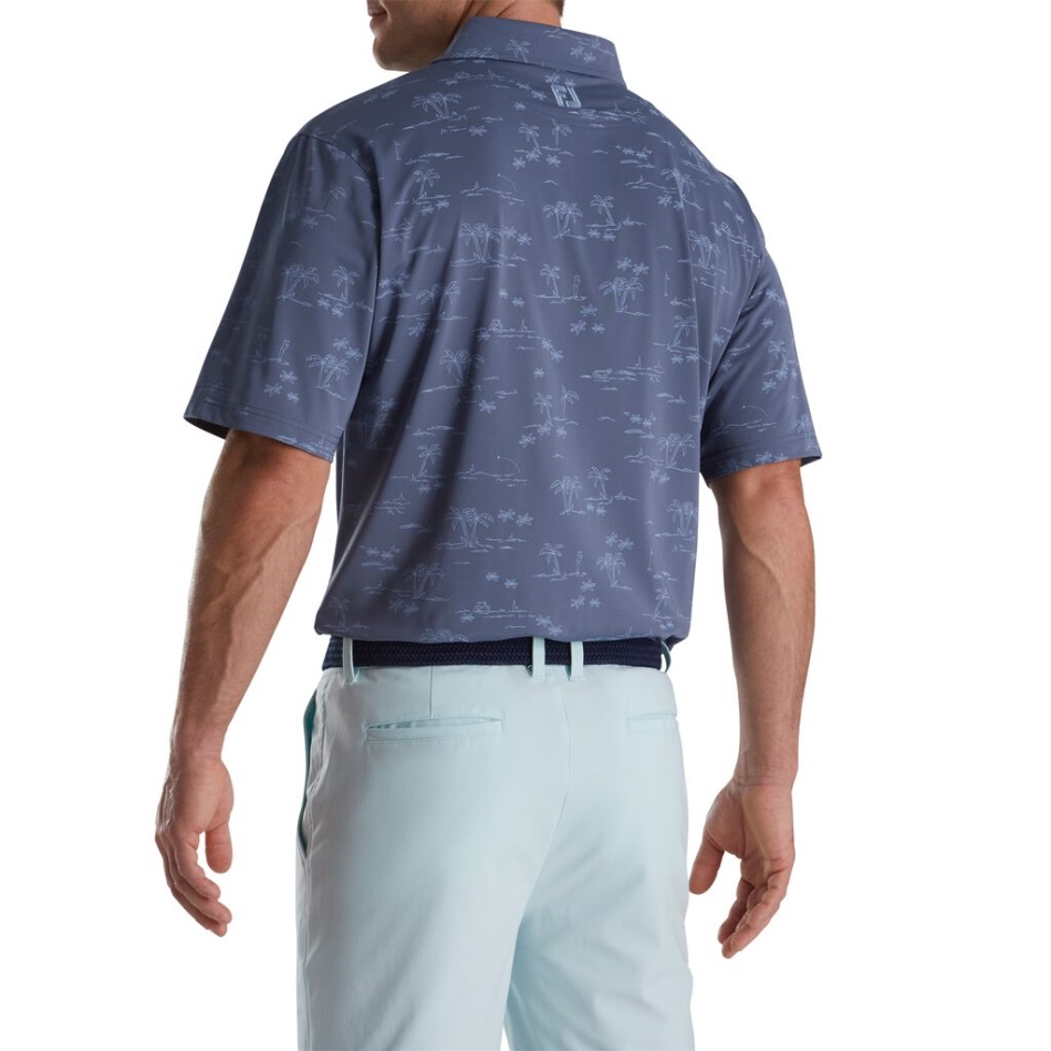 Footjoy Pt Bluestone-denim Tropic Golf Print Lisle Gola Auto