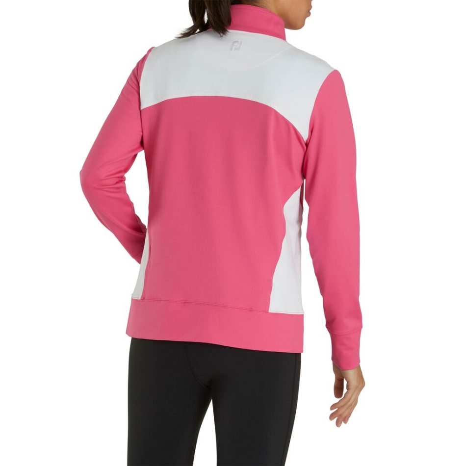 Footjoy Pt Bolso Com Painel De Zíper Completo Camada Intermediária Feminino Rosa Choque Branco