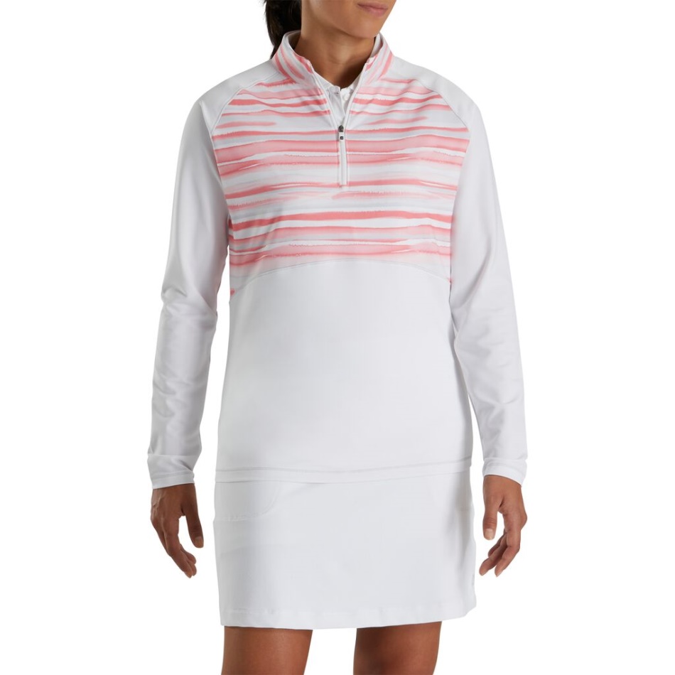 Footjoy Pt Branco Aquarela Meio Zíper Feminino Estilo Da Temporada Anterior