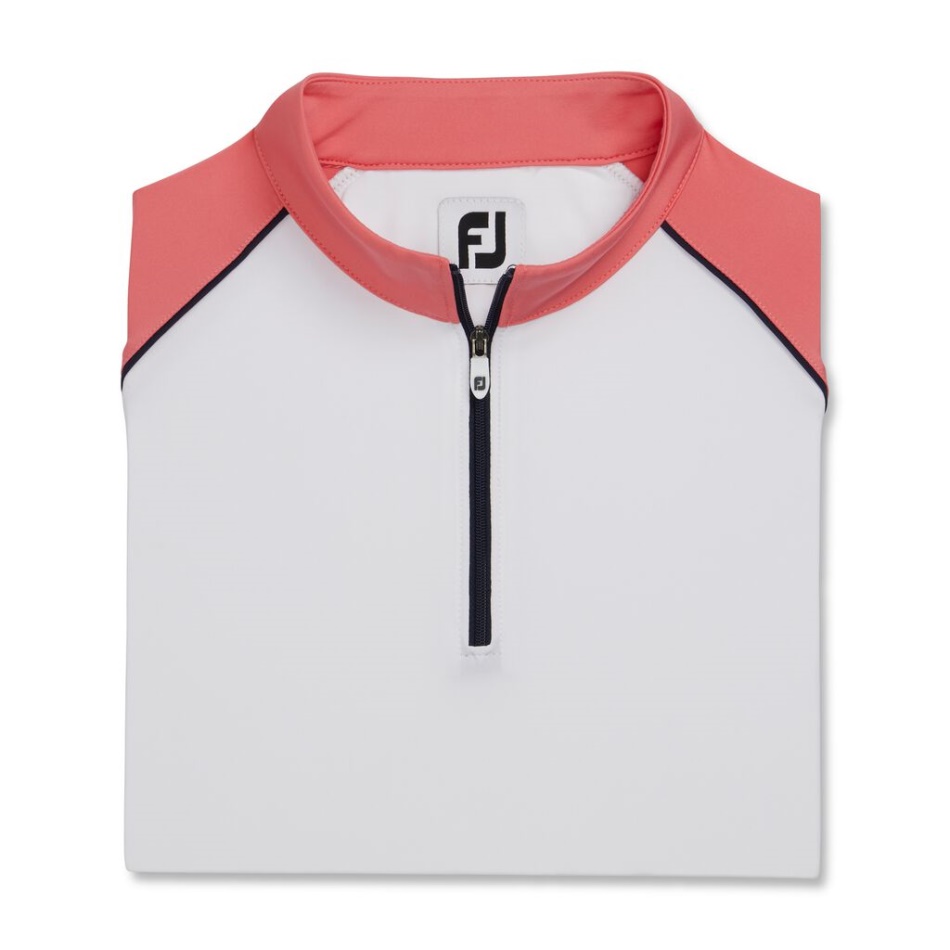 Footjoy Pt Branco Brilhante Coral Manga Longa Proteção Solar Feminino