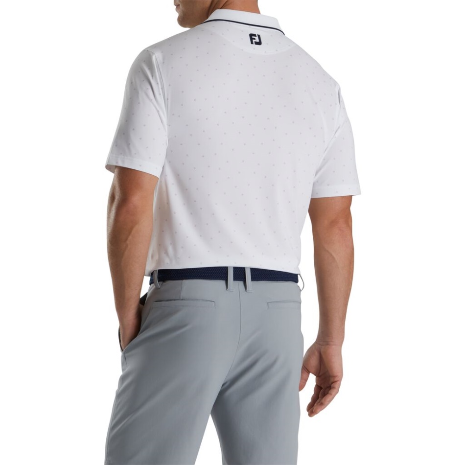 Footjoy Pt Branco Lavanda Estampa Push Play Gola Lisle