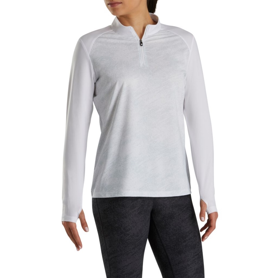 Footjoy Pt Camisa De Proteção Solar Estampada Feminina Estilo Temporada Anterior Branca