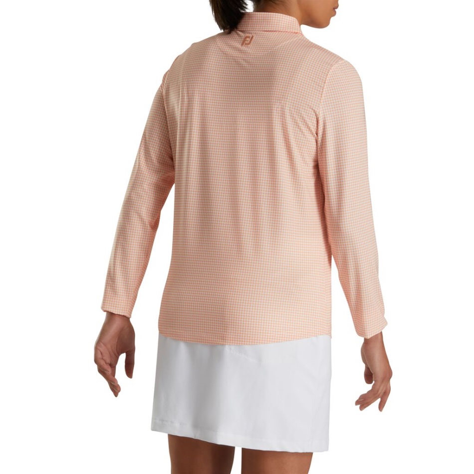 Footjoy Pt Camisa De Proteção Solar Feminina Melon Houndstooth Print