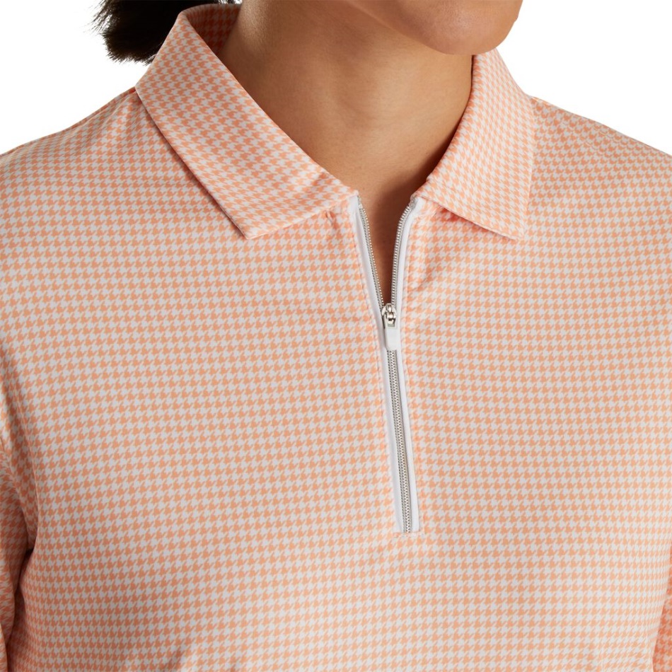 Footjoy Pt Camisa De Proteção Solar Feminina Melon Houndstooth Print