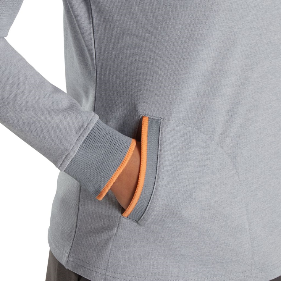 Footjoy Pt Cinza Urze Com Meio Zíper Nas Costas Piquê Camada Intermediária Feminina