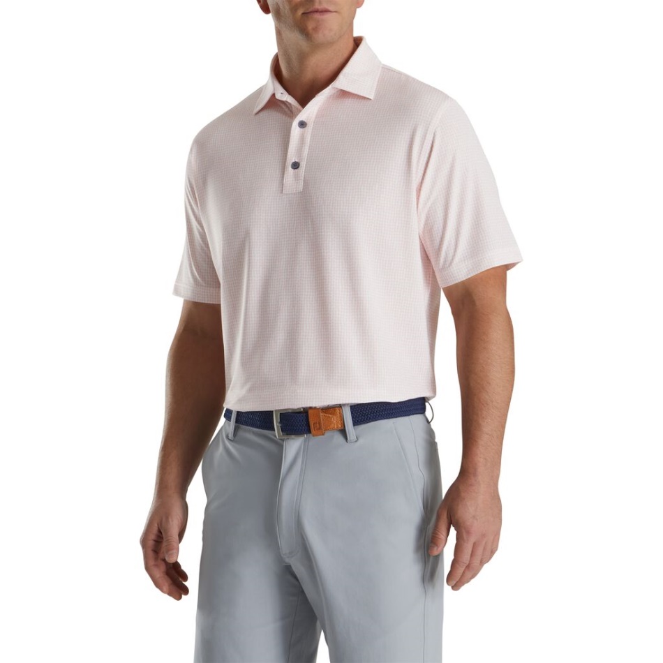Footjoy Pt Com Estampa De Corrente Lisle Colarinho Quartzo Rosa-branco