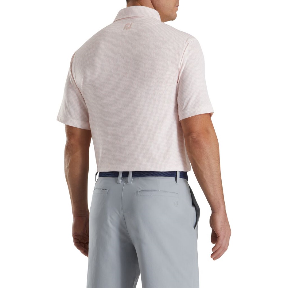 Footjoy Pt Com Estampa De Corrente Lisle Colarinho Quartzo Rosa-branco