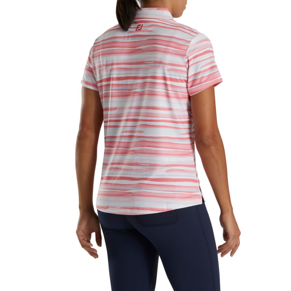 Footjoy Pt Coral Brilhante Manga Curta Aquarela Feminina